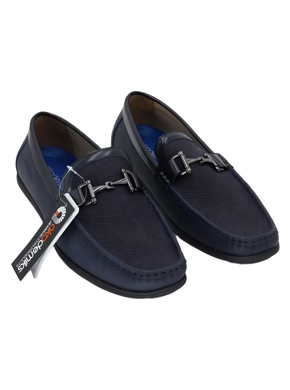 Akademiks Mens Ogden Comfort Navy Textured Bit Loafers Size 10M